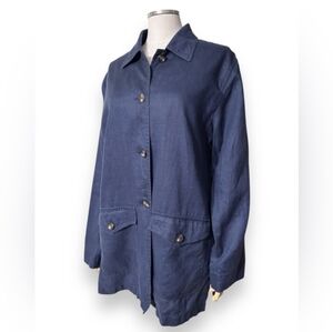 CASUAL CORNER 100% Linen Button Front Lightweight Jacket